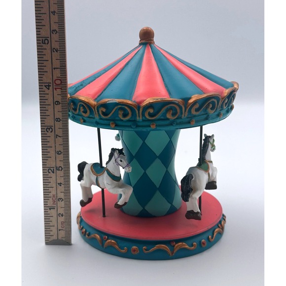 Celebrate‎ It Tiny Treasures Carousel Figurine – – Teal & Coral – 2016 - Picture 3 of 4